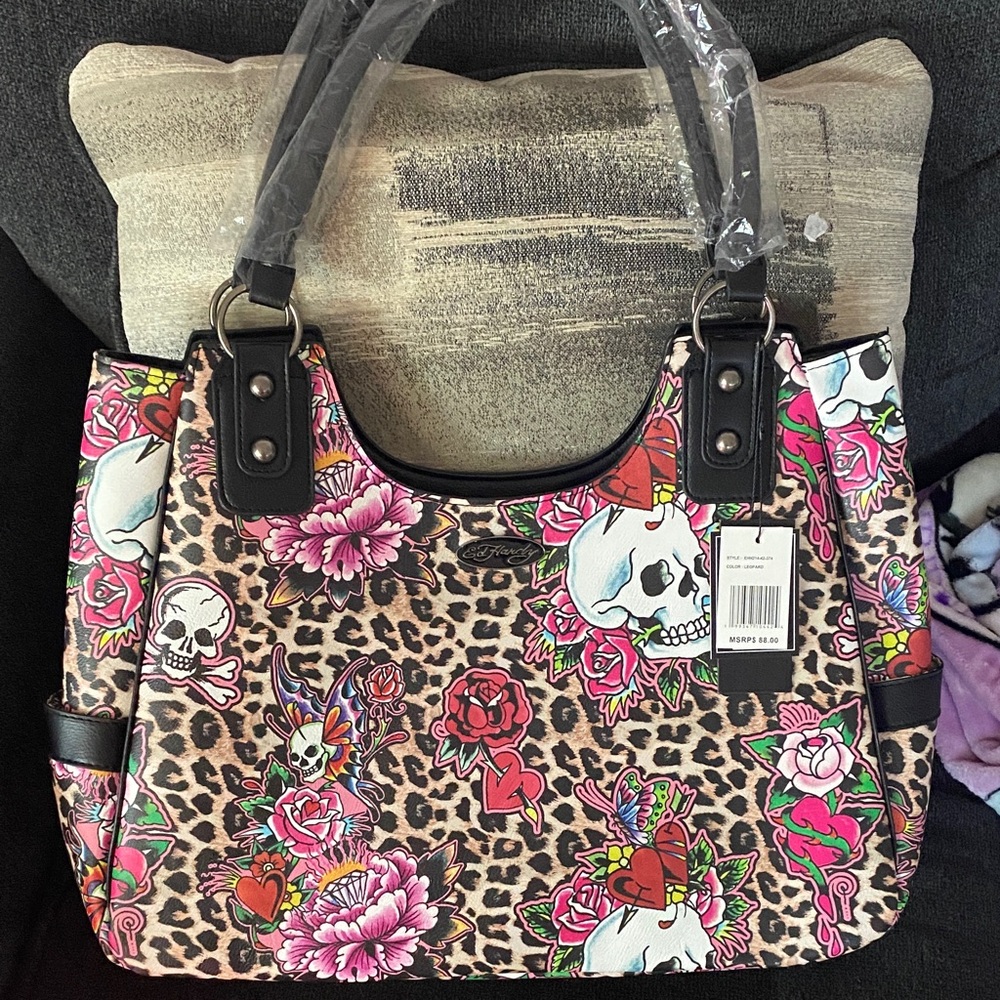 Ed Hardy Skull Print Tote Bag